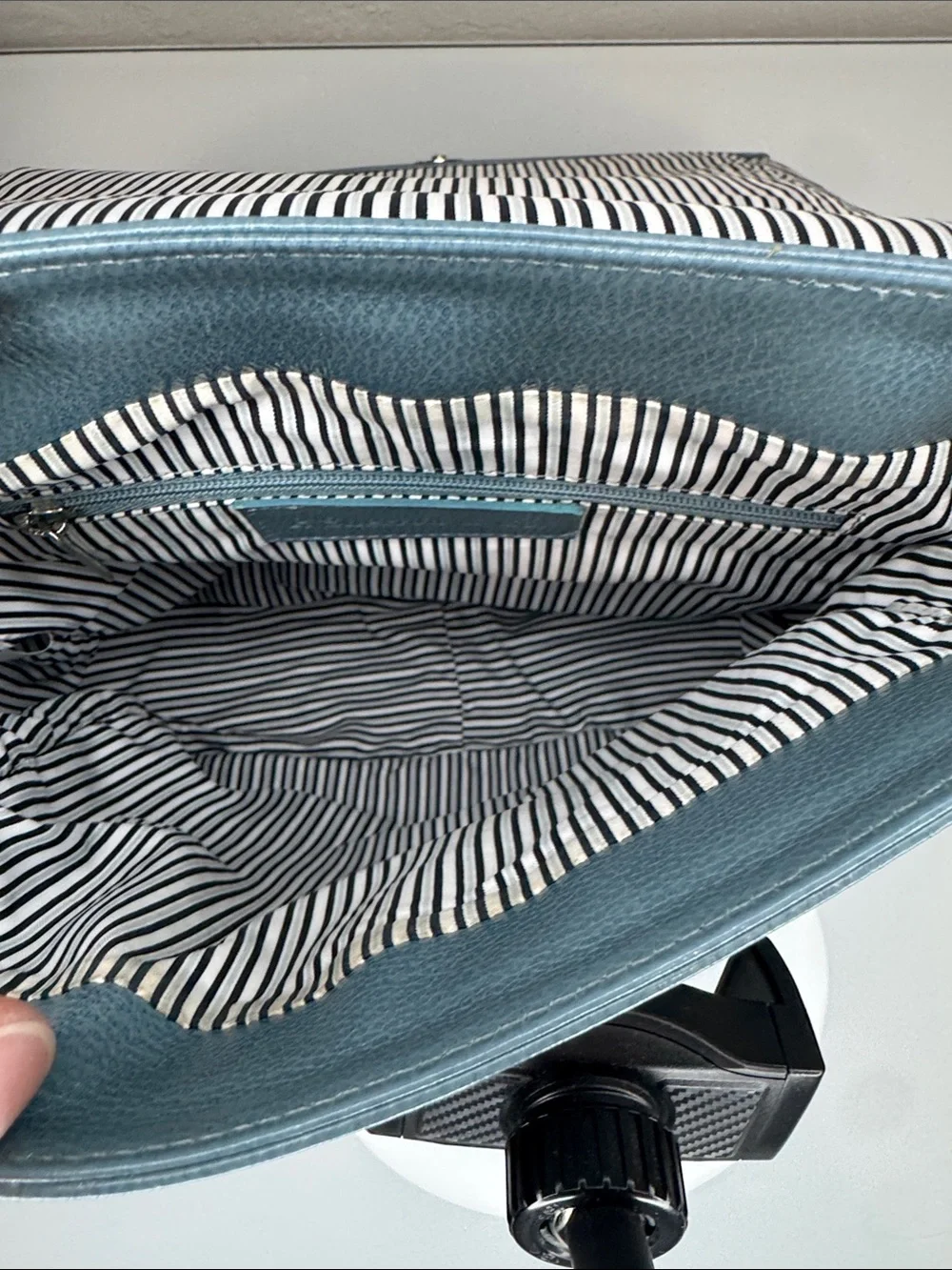 P. Sherrod & Co dusty blue leather crossbody bag
